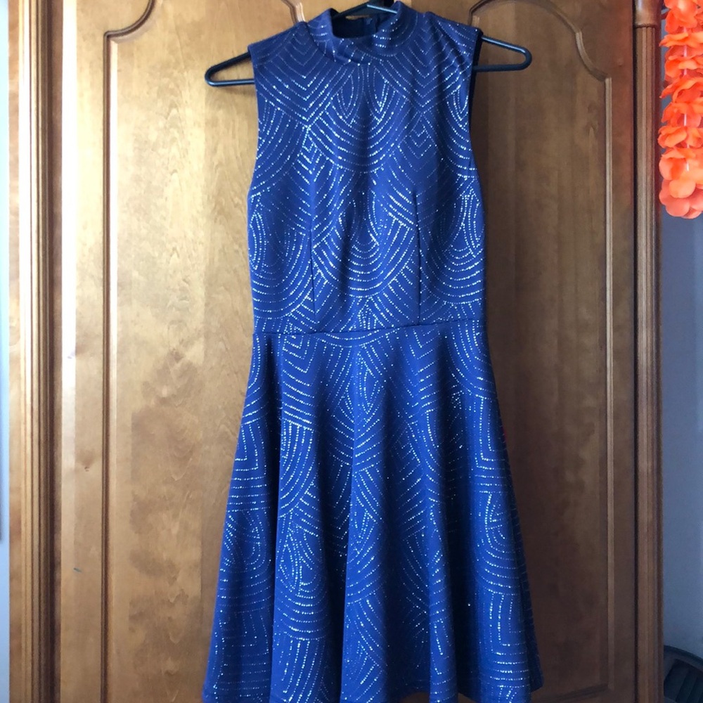 Juniors Blue Halter Dress